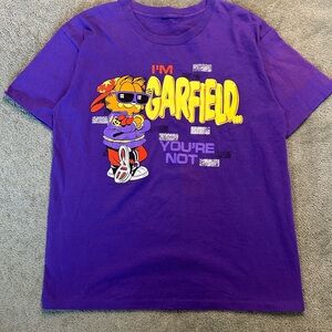 Vintage 90s Garfield Rap Hip Hop Single Stitch T Shirt Size XL Purple